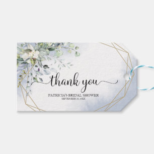 Étiquettes-cadeau Lavage Bleu Poussiéreux de verdure Fête de mariage