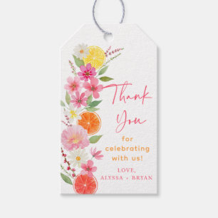 Étiquettes-cadeau Lavage de mariage floral Citron Orange