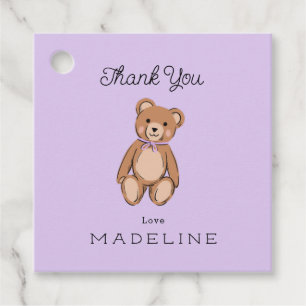 Étiquettes Cadeau Lavande d'ours en peluche classique Baby shower po