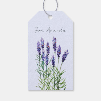 Étiquettes-cadeau Lavande et bourdon peints à l'aquarelle