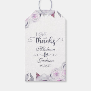 Étiquettes-cadeau Lavande & Grey Floral Mariage Amour & Merci