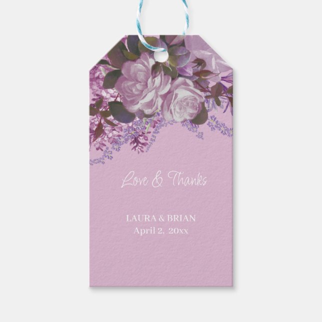 Étiquettes-cadeau Lavande, Lilacs et Roses, Faveur de mariage (Devant)