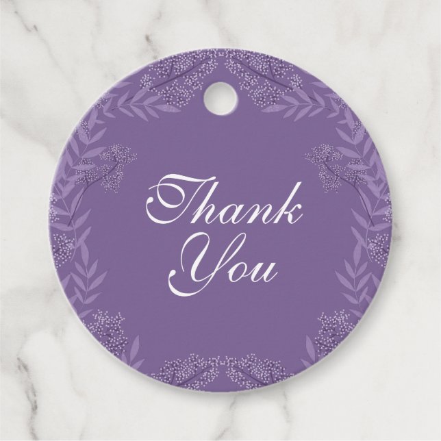Étiquettes Cadeau Lavande violet Mariage Botanique (Devant)