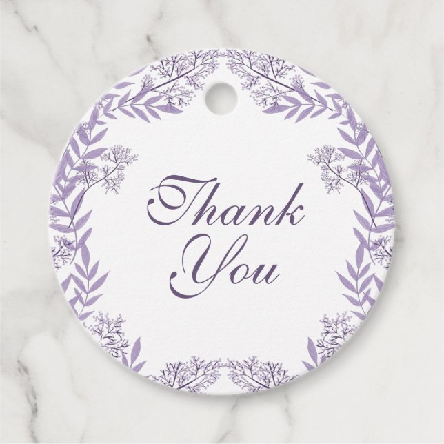 Étiquettes Cadeau Lavande violet Mariage Botanique (Devant)