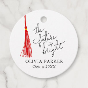 Étiquettes Cadeau L'avenir est brillant Red Tassel Grad Party