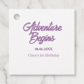 Étiquettes Cadeau L'aventure commence 1er anniversaire nom date simp