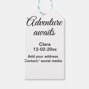 Étiquettes-cadeau L'aventure commence ajouter nom date année lieu