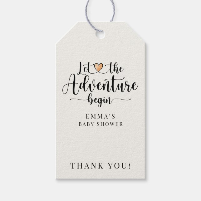 Étiquettes-cadeau L'aventure commence Boho Baby shower Floral Merci (Devant)
