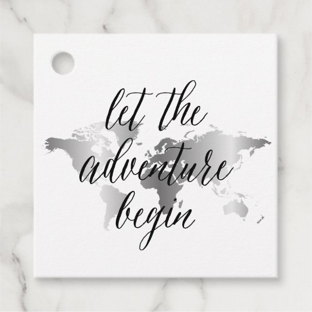 Étiquettes Cadeau L'aventure commence graduation argent (Devant)