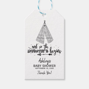 Étiquettes-cadeau L'aventure commence Teepee Baby shower Favoriser é
