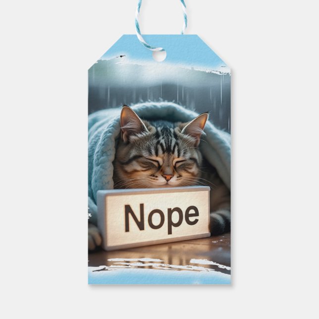 Étiquettes-cadeau Lazy funny cat design (Dos)