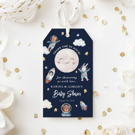 Étiquettes-cadeau Le Baby shower de l'espace animal forestier Merci
