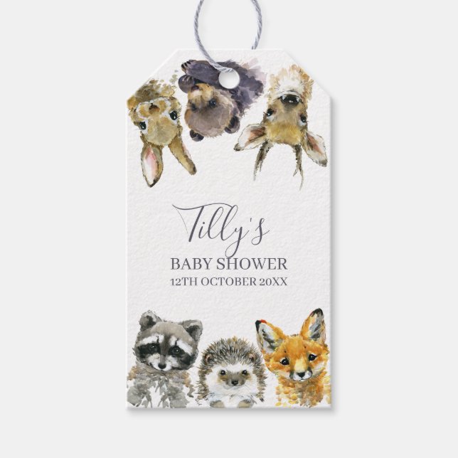 Étiquettes-cadeau Le Baby shower des animaux des bois (Devant)