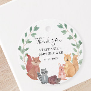 Étiquettes Cadeau Le Baby shower des animaux des bois