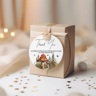 Étiquettes Cadeau Le Baby shower des champignons de la forêt de bois