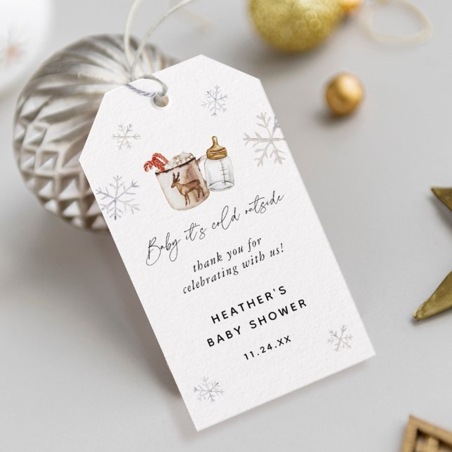 Étiquettes-cadeau Le Baby shower d'hiver au chocolat chaud favorise (Créateur téléchargé)