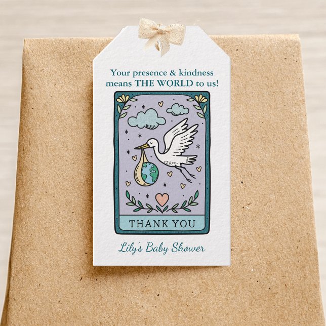 Étiquettes-cadeau Le Baby shower Tarot Le Merci mondial est favorabl (Créateur téléchargé)