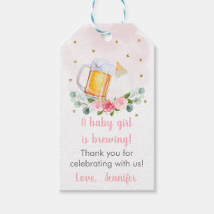 Étiquettes-cadeau Le bébé brasse le Baby shower Floral d'or rose