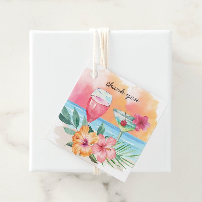 Étiquettes Cadeau Le bord de mer Sippin' | Merci de plage tropical (En situation)