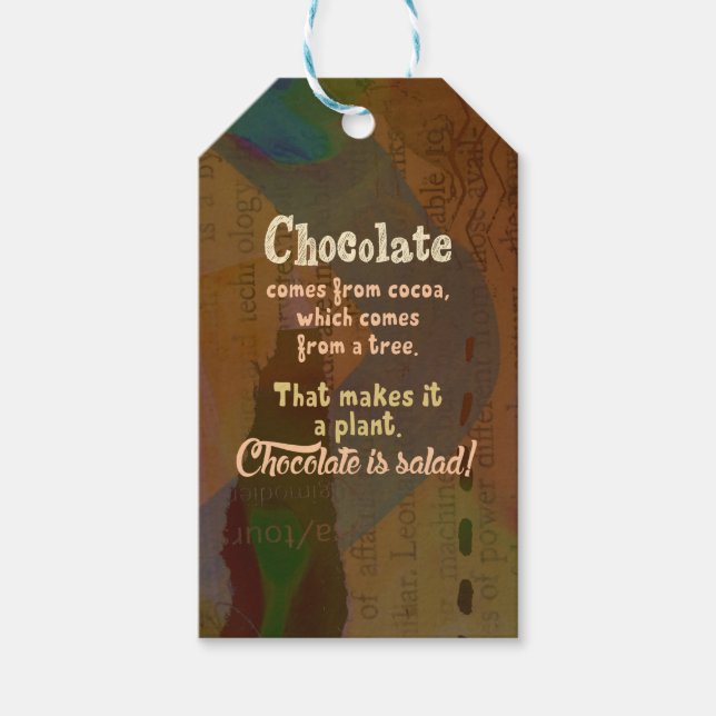 Étiquettes-cadeau Le chocolat c'est de la salade ! (Devant)