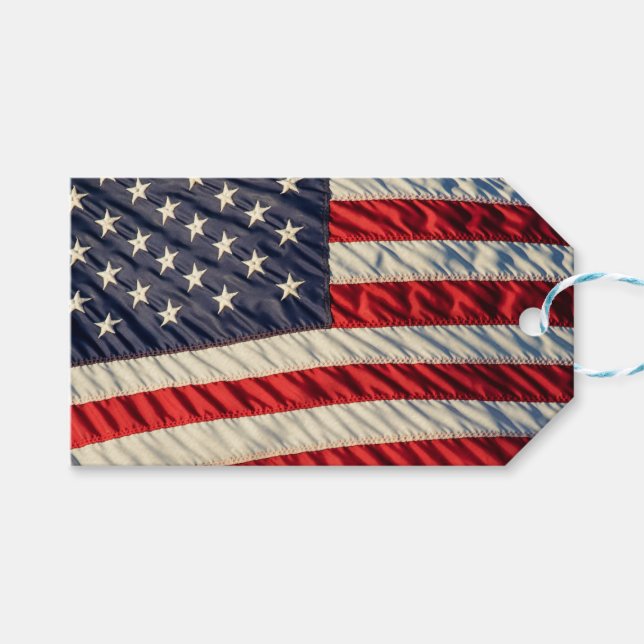 Étiquettes-cadeau Le drapeau américain (Devant (Horizontal))