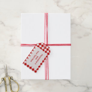 Étiquettes-cadeau Le guingan rouge et blanc a vérifié personnali
