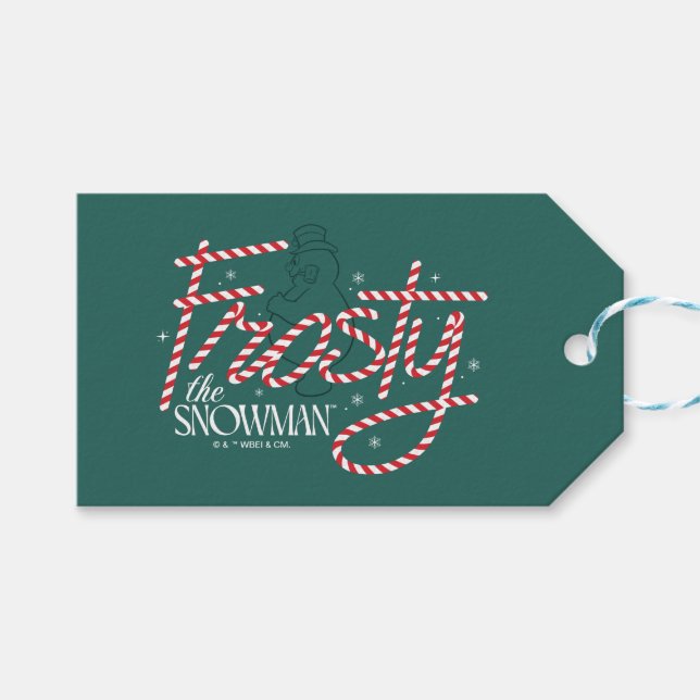 Étiquettes-cadeau Le logo du Sucre de canne Snowman Frosty (Devant (Horizontal))