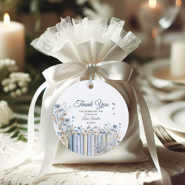 Étiquettes Cadeau Le Merci de Baby shower Floral Bleu de charme