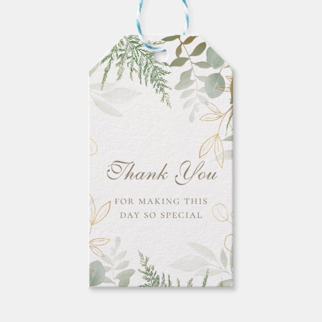 Étiquettes-cadeau Le Merci de verdure or chic privilégie (Devant)