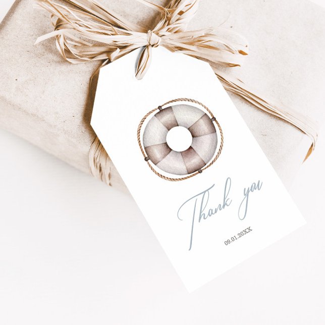 Étiquettes-cadeau Le Merci du Baby shower nautique est favorable (Créateur téléchargé)
