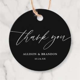 Étiquettes Cadeau Le Merci Mariage de calligraphie noir élégant favo
