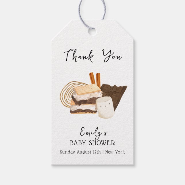 Étiquettes-cadeau Le minimaliste Kawaii S'more Love & Fun Baby showe (Devant)