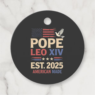 Étiquettes Cadeau Le pape Leo XIV est. Drapeau 4 juillet USA 2025