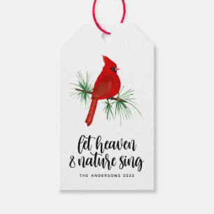 Étiquettes-cadeau Le paradis et la nature chantent Noël cardinal