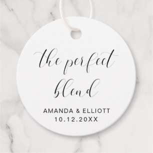 Étiquettes Cadeau Le Parfait Mélange Typographie Noir Blanc Mariage