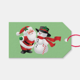 Étiquettes-cadeau Le père noël Animé et bonhomme de neige