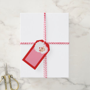 Étiquettes-cadeau Le Père Noël en Casquette rose Noël