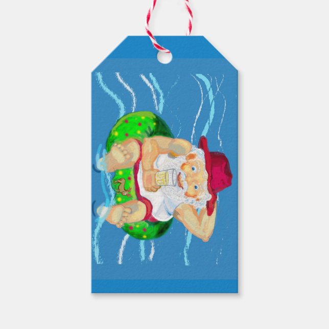 Étiquettes-cadeau Le Père Noël en vacances (Devant)