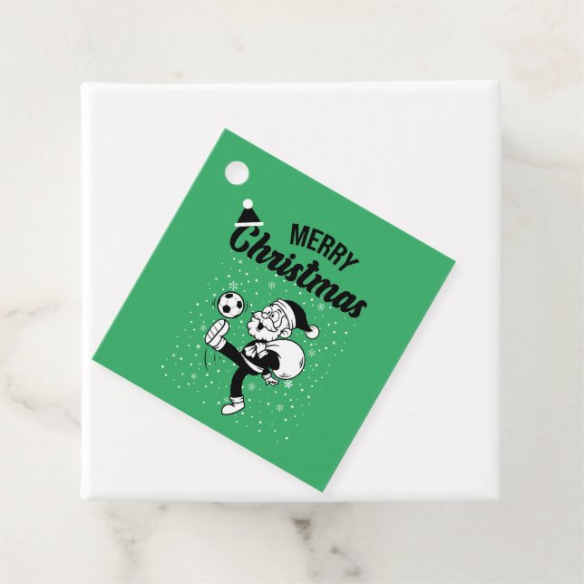 Étiquettes Cadeau Le Père Noël Jouer Au Football Drôle (En situation)