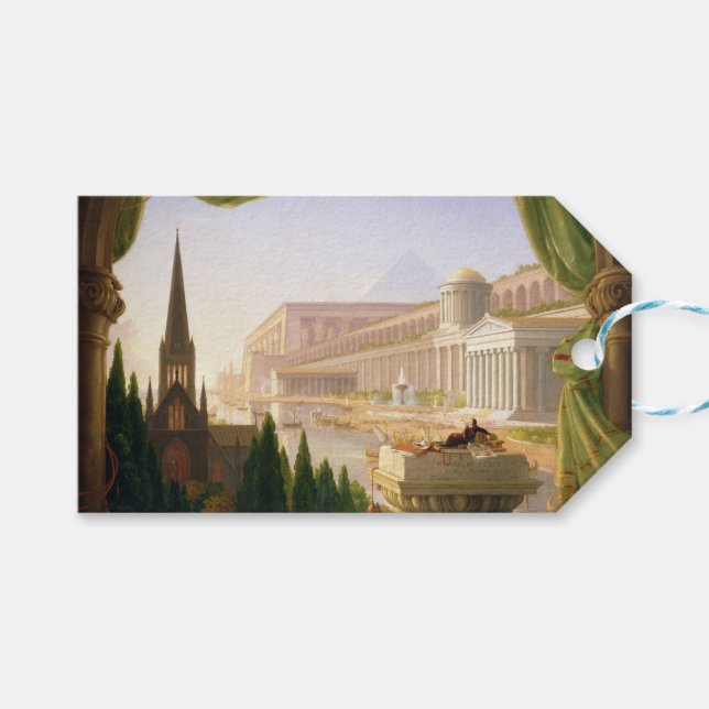 Étiquettes-cadeau Le rêve de l'architecte (par Thomas Cole) (Devant (Horizontal))