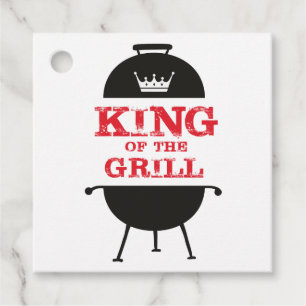 Étiquettes Cadeau Le Roi Du Grill, Blanc Noir Couronne Rouge