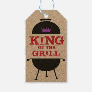 Étiquettes-cadeau Le Roi Du Grill, Noir Violet Couronne Rouge