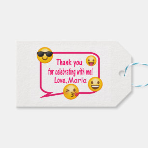 Étiquettes-cadeau Le rose et blancs, emoji vous remercient étiquett