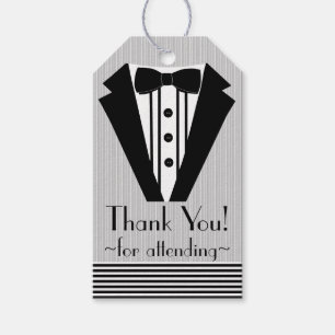 Étiquettes-cadeau Le smoking noir vous remercient