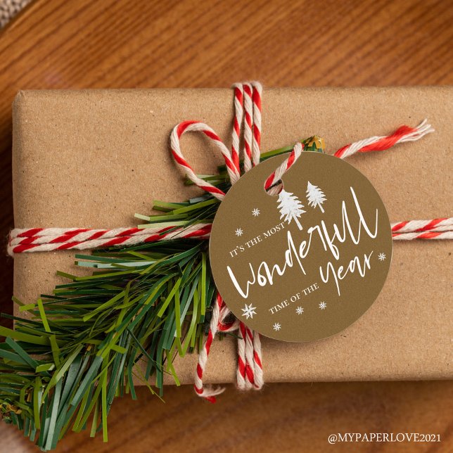 Étiquettes Cadeau Le Temps Le Plus Merveilleux De L'Année Noël Kraft (Most Wonderful Time Of The Year Kraft Christmas Favor Tags)