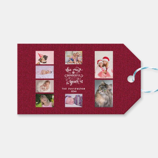 Étiquettes-cadeau Le Temps Le Plus Merveilleux De L'Année Script Pho (Devant (Horizontal))