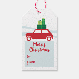 Étiquettes-cadeau Le trafic de Noël de Mini Cooper - coutume -