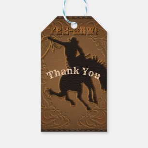 Étiquettes-cadeau Leather Western Wild West Cowboy fête d'anniversai