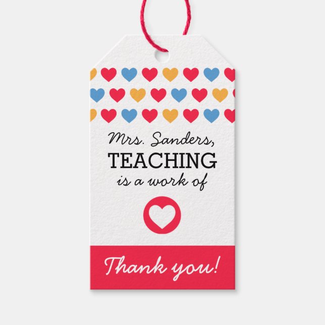 Étiquettes-cadeau "L'enseignement est un travail de coeur" Balise-ca (Devant)