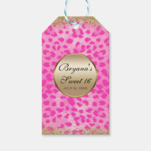 Étiquettes-cadeau Léopard Rose Impression Tachetée Cheetah Pailletée